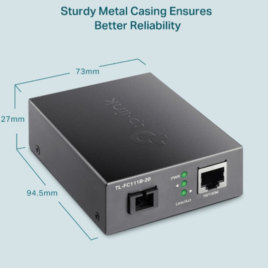 TP-Link TL-FC111B-20 10 100 Mbps WDM Media Converter - IEEE 802.3u 1550nm 20KM (Compatible with TL-FC111A-20)