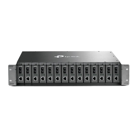 TP-Link MC1400 19 ft 2U Rackmount Chassis for 14-Slot Media Converters, Redundant Power Supply, Hot-Swappable, Mounted,Two Cooling Fans