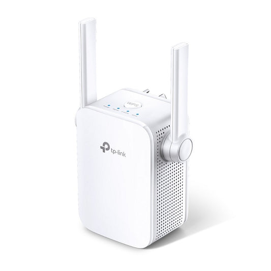 TP-Link RE205 AC750 Wi-Fi Range Extender, Dual Band: 2.4GHz 300Mbps, 5GHz 433Mbps.