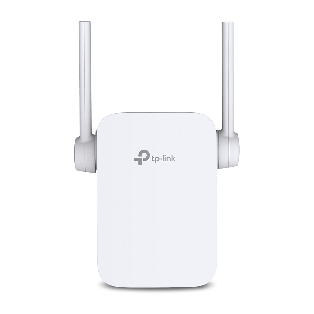 TP-Link RE205 AC750 Wi-Fi Range Extender, Dual Band: 2.4GHz 300Mbps, 5GHz 433Mbps.