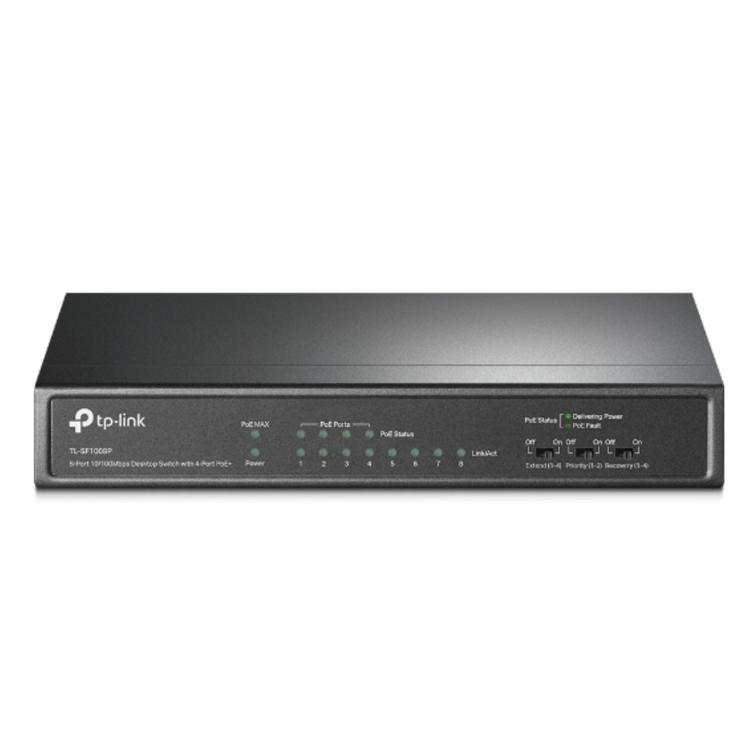 TP-Link TL-SF1008P 8-Port 10 100Mbps Desktop Unmanaged Switch 4-Port PoE 57W IEEE 802.3af, Fanless