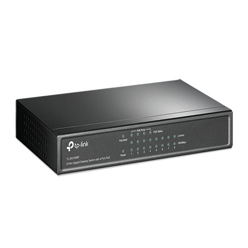TP-Link TL-SG1008P 8-Port Gigabit Desktop Unmanaged Switch with 4-Port PoE 53W IEEE 802.3af, Up to 64W for all PoE ports,Up to 15.4W for each PoE por