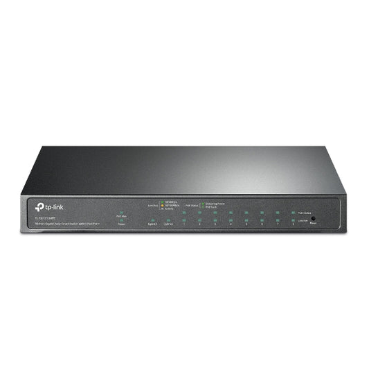 TP-Link TL-SG1210MPE 10-Port Gigabit Easy Smart Switch with 8-Port PoEPORT: 8 Gigabit PoE Ports, 2x Gigabit Non-PoE Ports, 1 Combo Gigabit SFP S