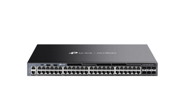 TP-Link SG6654X Omada 48-Port Gigabit Stackable L3 Managed Switch with 6 10GE SFP Slots, 48 Gigabit RJ45 Ports, 6 10G SFP Slots, RJ45 Type C USB C