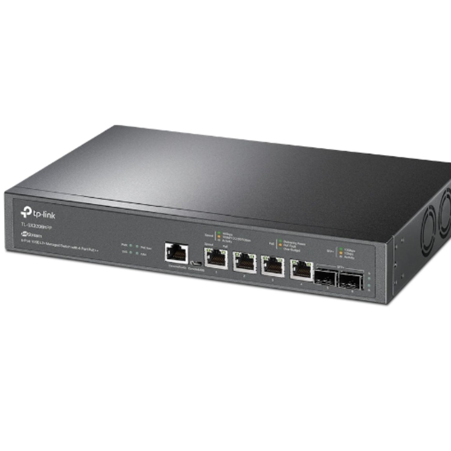 TP-Link SX3206HPP Omada JetStream 6-Port 10GE L2 Managed Switch with 4-Port PoE, 4 10G PoE Ports, 2 10G SFP Slots, RJ45 Micro-USB Console Port
