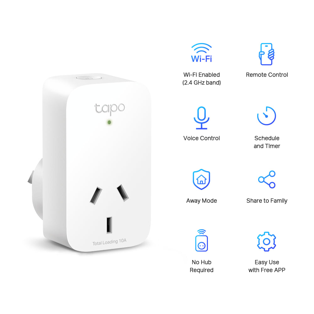 TP-Link Tapo P100(1-pack) Mini Smart Wi-Fi Socket Smart Plug, Remote Control, Voice Control, Away Mode, Easy Setup and Use