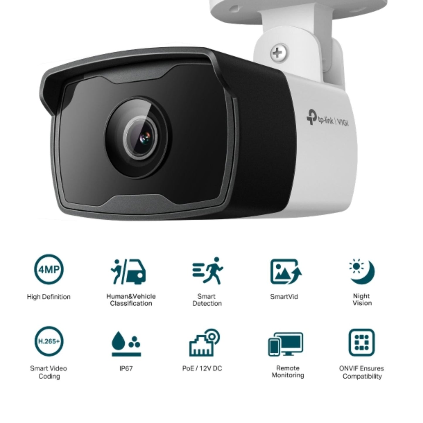 TP-Link VIGI 4MP C340I(6mm) Outdoor IR Bullet Network Camera,6mm Lens, Smart Detection, 3YW