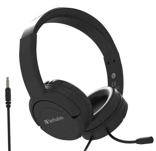 Verbatim Verbatim Multimedia Headset with ANC Noise Cancelling Boom Mic - Black 66706