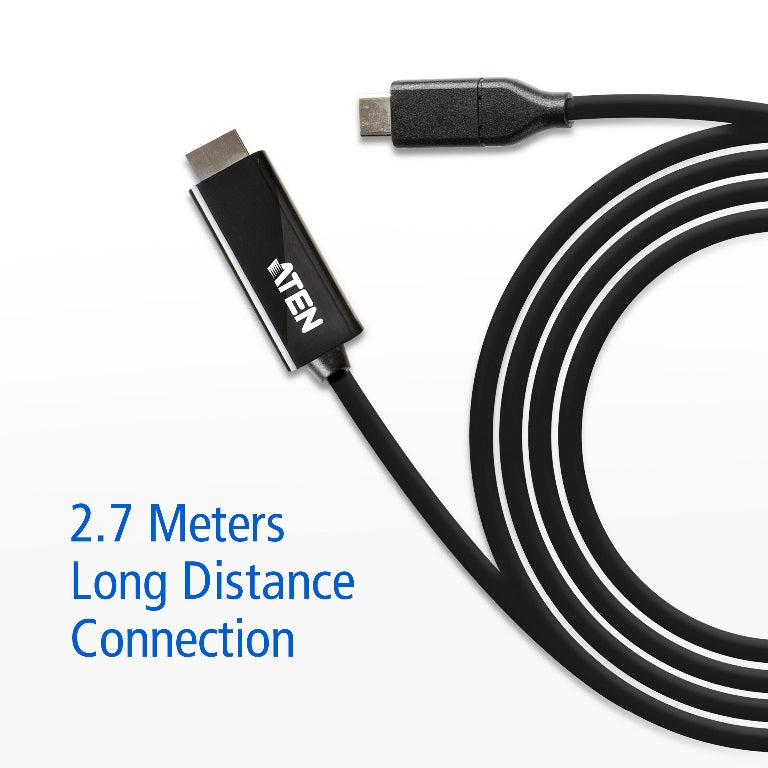 Aten USB-C to HDMI 4K 2.7m Cable, supports up to 4K 60Hz with high quality cable