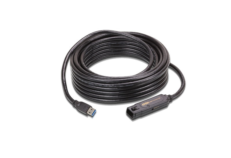Aten USB 3.1 Gen 1 10m Extender Cable with AC Adapter, support 5 Gbps data-rate, daisy-chain up to 50m, unique locker head design