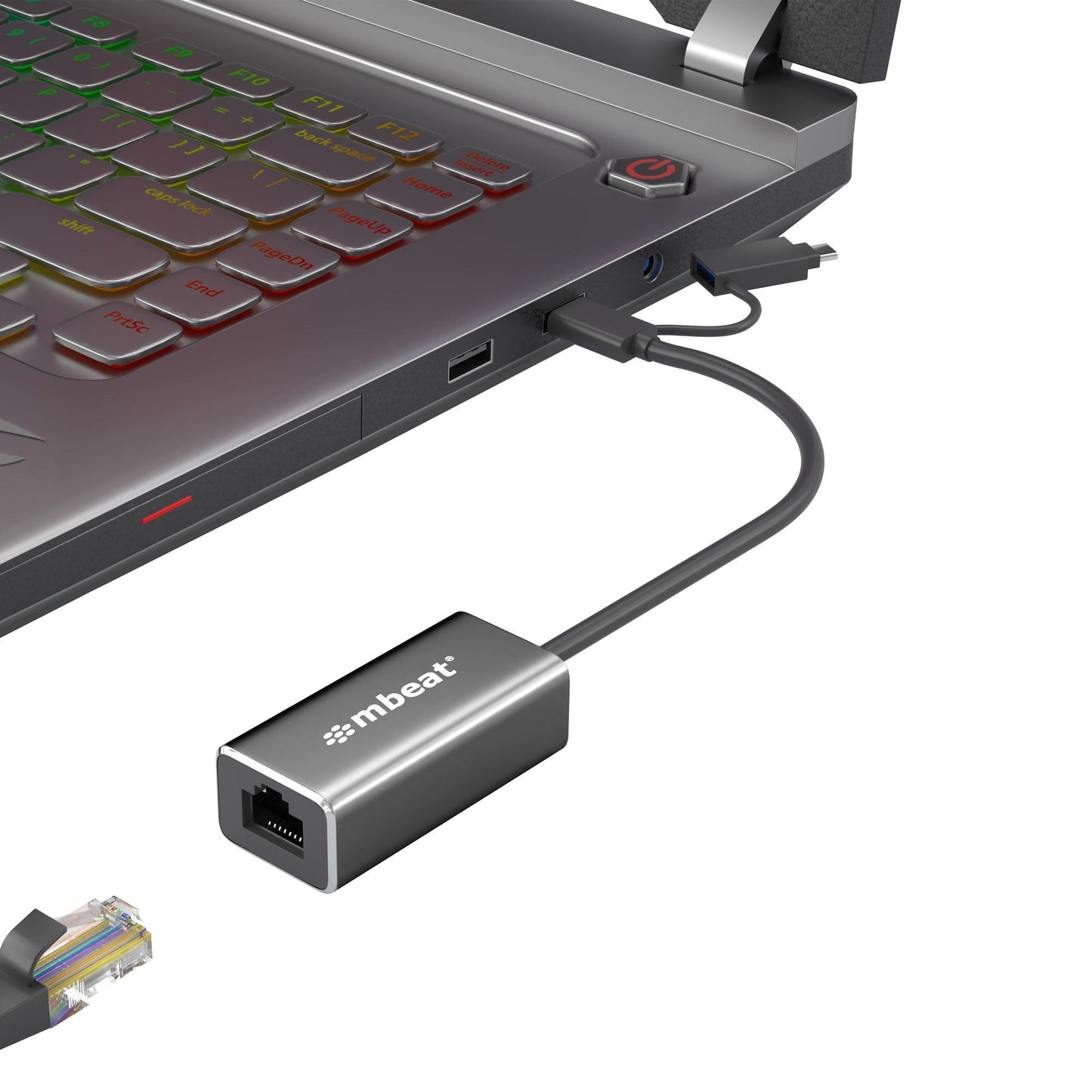 mbeat 2-in-1 USB 3.1 Gigabit LAN Adapter with USB-C Converter USB 3.1 RJ45 Transfer Speed: 10 100 1000Mbps Weight: 32.6g