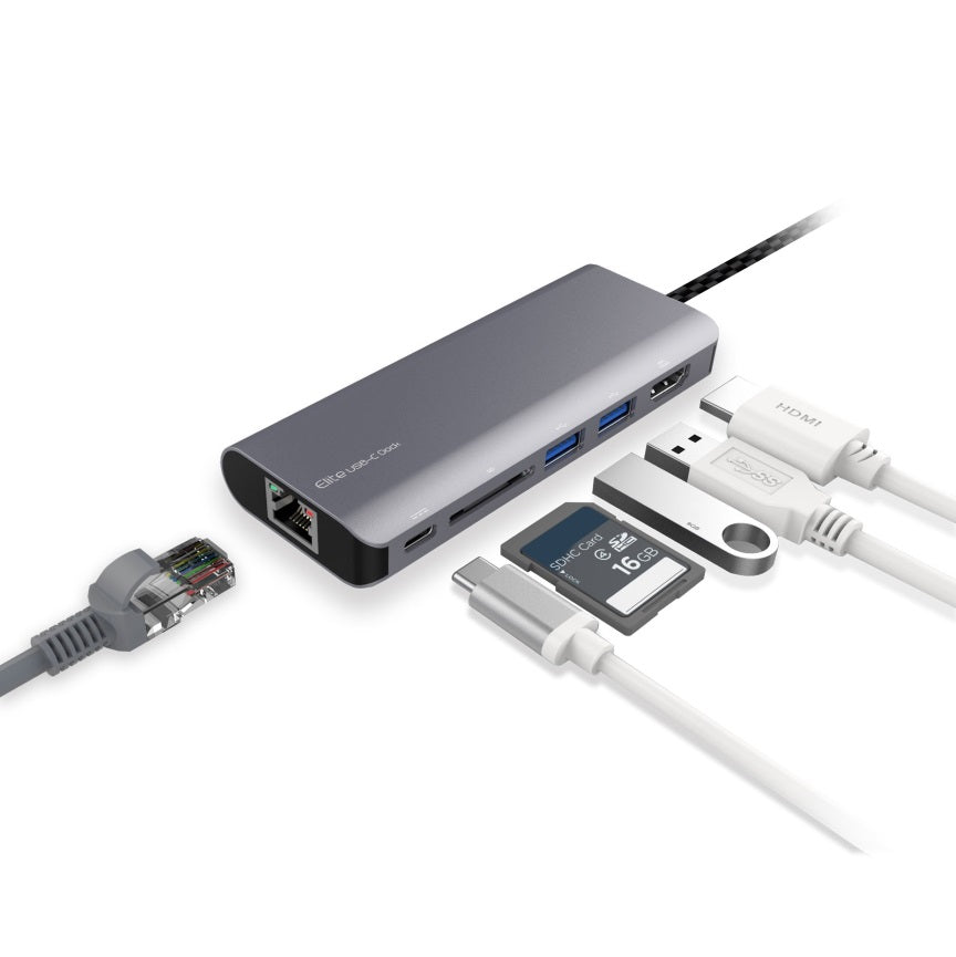 mbeat ftElite ft USB Type-C Multifunction Dock - USB-C 4k HDMI LAN Card Reader Aluminum Casing Compatible with MAC Desktop PC Notebook Laptop Devices
