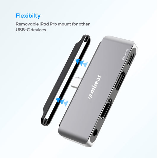 (LS) mbeat Elite Mini 4-In-1 USB-C Mobile Hub for iPad Pro, USB-C Tablet Laptop Notebook (LS MB-UCD32-U7)