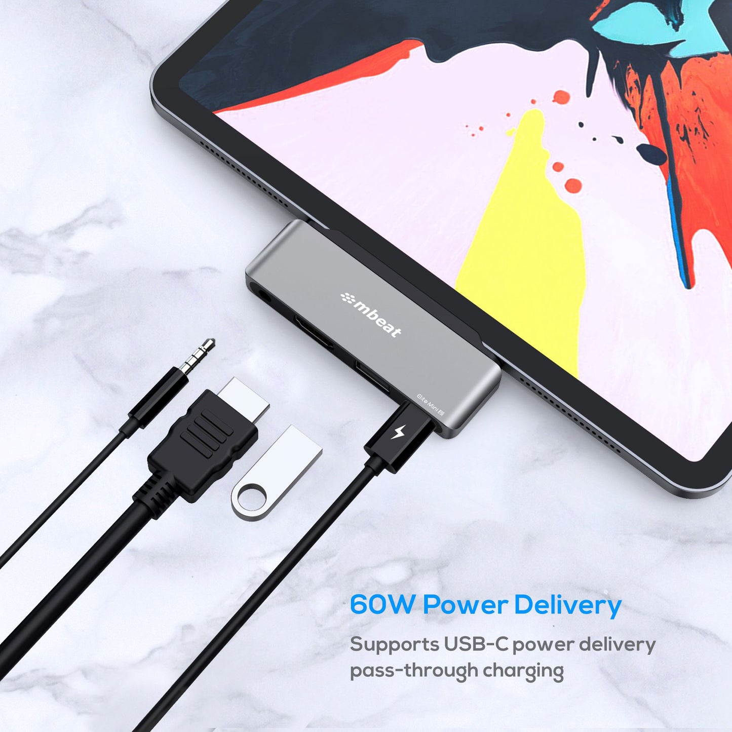 (LS) mbeat Elite Mini 4-In-1 USB-C Mobile Hub for iPad Pro, USB-C Tablet Laptop Notebook (LS MB-UCD32-U7)
