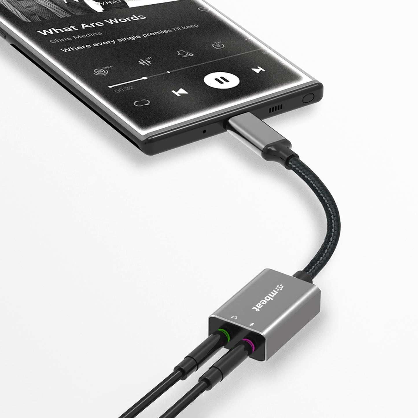 mbeat Elite USB-C to 3.5mm Audio and Microphone Adapter - Adds Headphone Audio and Microphone Jack to USB-C Computer, Tablet Smartphone Devices