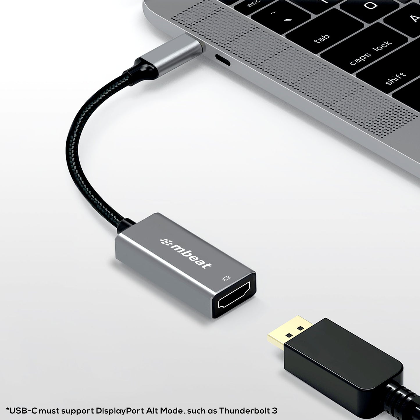 mbeat Elite USB-C to HDMI Adapter - Converts USB-C to HDMI Female Port, Supports 4K 60Hz (38402160), Gold Plated, Aluminium, Nylon braided Cable