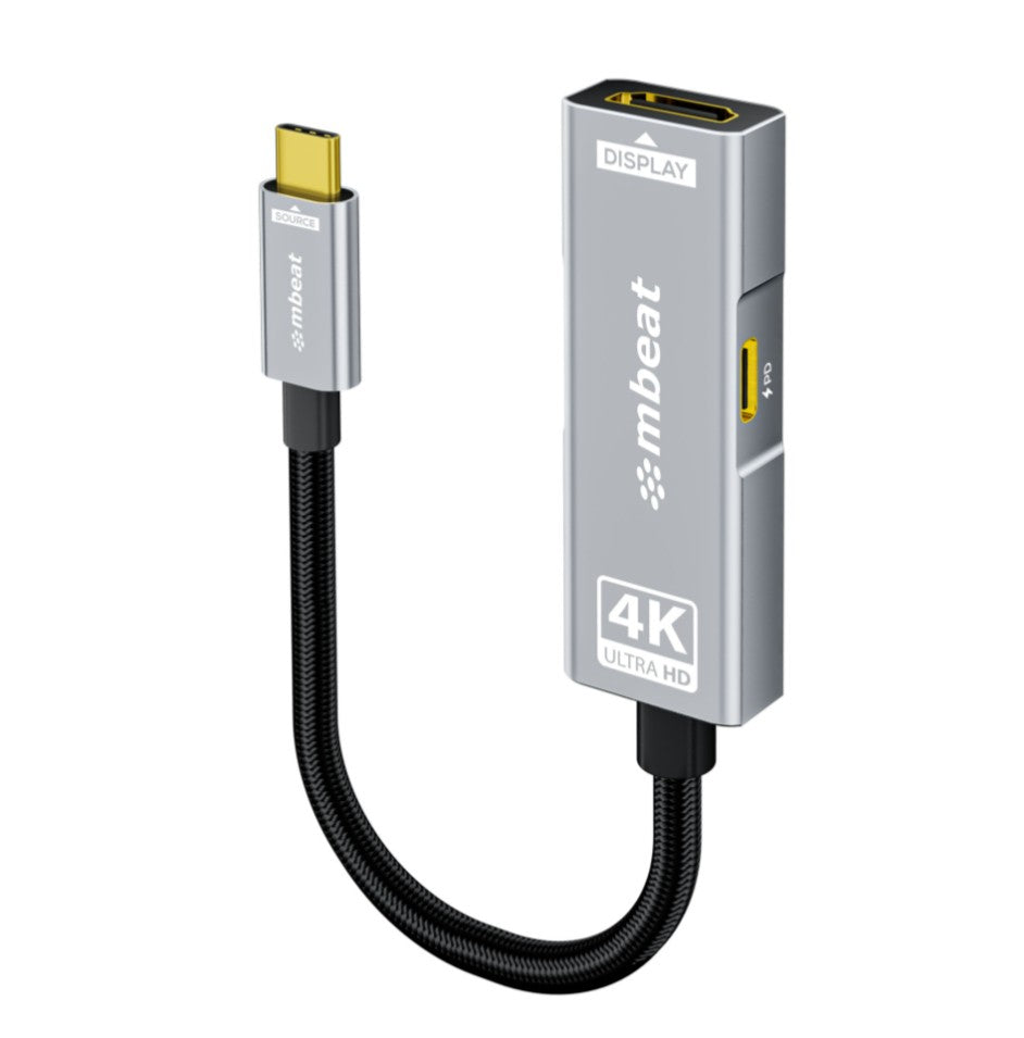 mbeat Tough Link USB-C to HDMI Adapter with 100W PD - Space Grey 5V-20V 5A, 100W PD Up to 4K (3840 x 2160) 60Hz