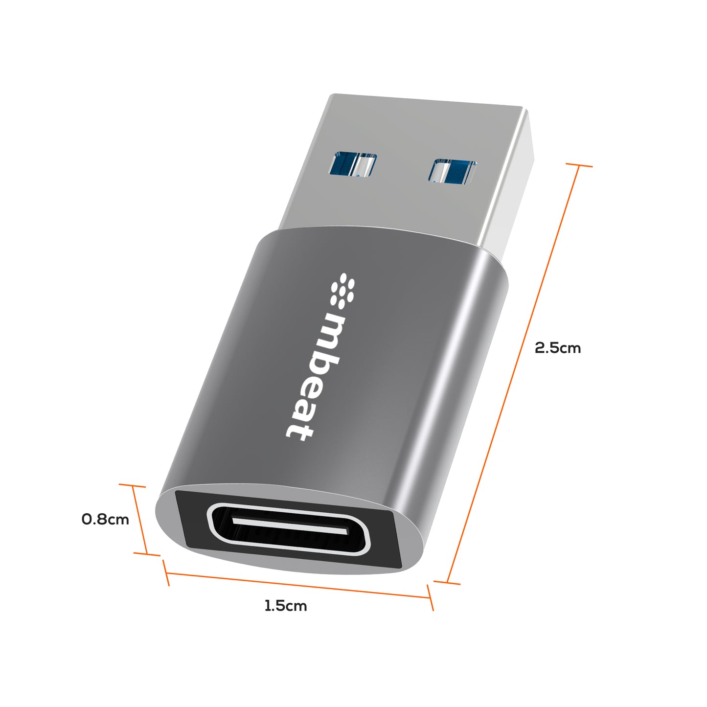 mbeat Elite USB 3.0 (Male) to USB-C (Female) Adapter - Converts USB-C device to Any Computers, Laptops with USB-A port, USB 3.0 5Gbps - Space Grey
