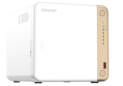 QNAP TS-462-4G 4-Bay desktop NAS, Intel Celeron N4505 dual-core, 4 GB DDR4 onboard not expandable, 4 x 3.5 ft 2.5 ft SATA 6Gb s drive bays, 2 x M.2 2280