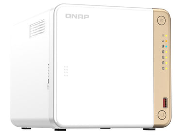 QNAP TS-462-4G 4-Bay desktop NAS, Intel Celeron N4505 dual-core, 4 GB DDR4 onboard not expandable, 4 x 3.5 ft 2.5 ft SATA 6Gb s drive bays, 2 x M.2 2280