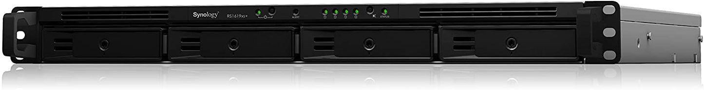 Synology RackStation RS1619xs 4-Bay 3.5 ft Diskless 4xGbE (1U Rack),Intel Xeon D-1527 quad core,2.2GHz,8GB DDR4 ,2xUSB3,0 Expansion port x 1 5 Yr SRS