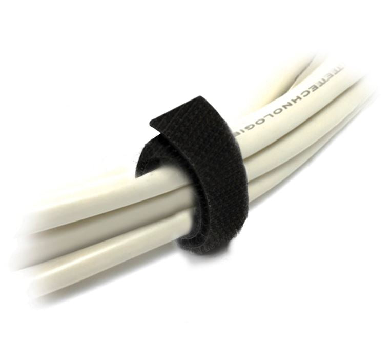 8Ware 25m x 12mm Velcro Wide Cable Tie Hook  Loop Continuous One Sided Self Adhesive Fastener Sticky Tape Roll Black