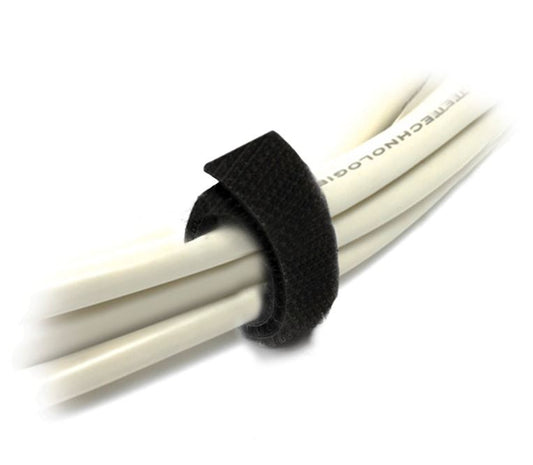 8Ware 25m x 12mm Velcro Wide Cable Tie Hook  Loop Continuous One Sided Self Adhesive Fastener Sticky Tape Roll Black