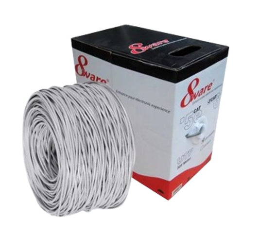 8Ware Cat5E 100m Solid Copper Cable Roll on Box with Dispenser 24AWG 10 100 8-core Oxygen-free Copper 4 Pairs Unshielded White