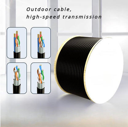 8Ware 350m CAT6A Ethernet Outdoor Underground Shielded External LAN Cable Roll on Rell Box Black Copper Twisted Core PE Jacket 23AWG 305m