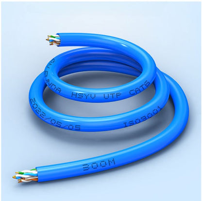 8Ware 350m CAT6A Ethernet 24AWG 30V LAN Stranded Core Cable Roll Bare Copper Twisted Core PVC Jacket on Reel Box Blue 305m