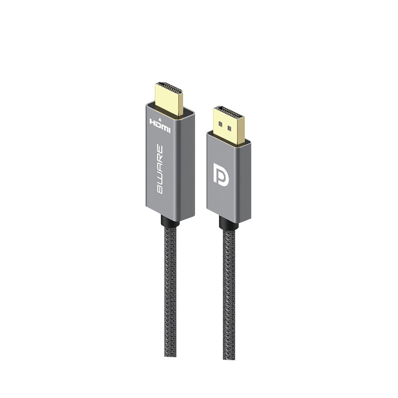 8ware 2m DisplayPort DP to HDMI 1.4v Male to Male Adapter Converter Cable Retail Pack 1080P Nylon Braide for Video Card PC Notebook to Monitor Project