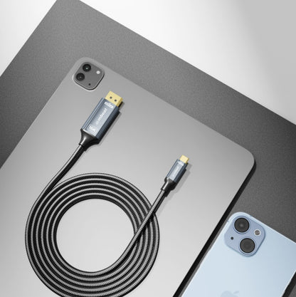 mbeat Tough Link 1.8m 16K USB-C to DP Cable - Space Grey 40Gbps USB-C (male) to DisplayPort 2.1 (male)
