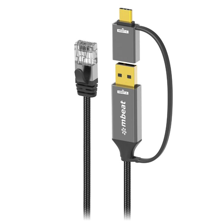 mbeat Tough Link 2m USB  USB-C to RJ45 Ethernet Cable - Space Grey