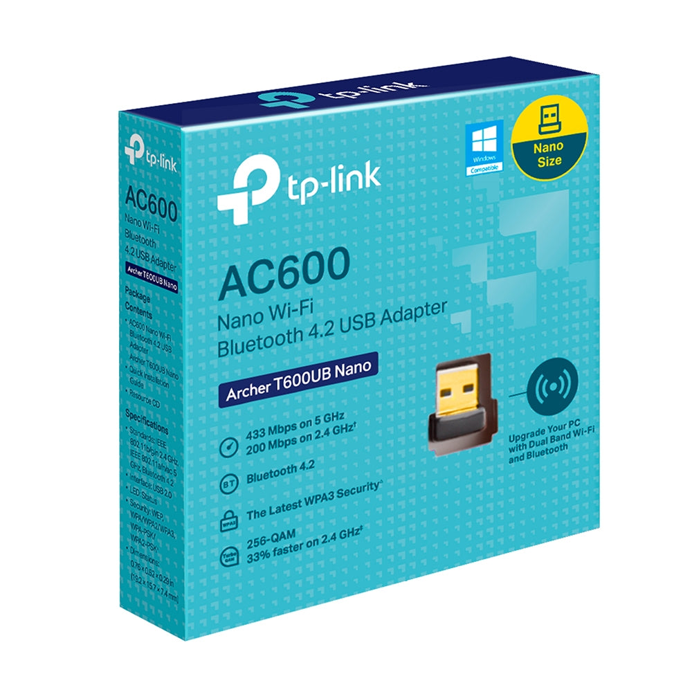 TP-Link Archer T600UB Nano AC600 Nano Wi-Fi Bluetooth USB Adapter, Up to 600Mbps speeds with 200Mbps  2.4GHz, 433Mbps 5GHz
