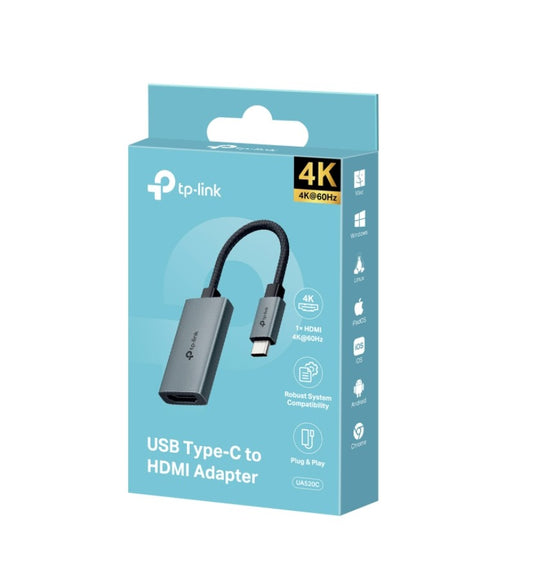 TP-Link UA520C USB Type-C to HDMI Adapter, 1 USB-C Connectorï¼1 HDMI 4K 60Hz Port, Plug and Play, Fast Heat Dissipation, Flexible and Durable