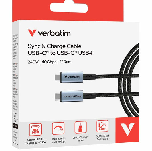 Verbatim Sync  Charge USB C to USB C 240W 40 Gbps120 cm