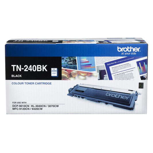 TN-240BK COLOUR LASER TONER - BLACK TONER CARTRIDGE TO SUIT HL-3040CN 3045CN 3070CW 3075CW, DCP-9010CN, MFC-9120CN 9125CN 9320CW 9325CW - 2,200 PAGES