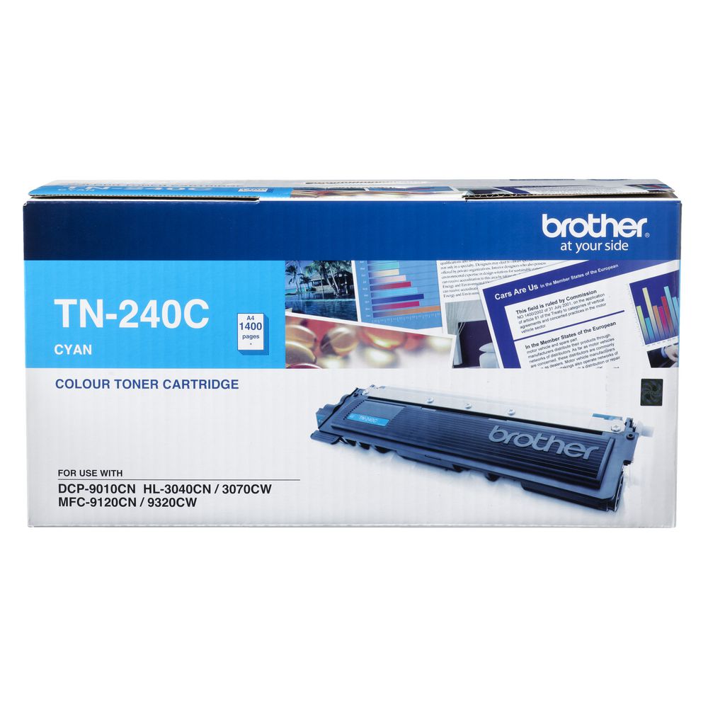 TN-240C COLOUR LASER TONER - CYAN TONER CARTRIDGE TO SUIT HL-3040CN 3045CN 3070CW 3075CW, DCP-9010CN, MFC-9120CN 9125CN 9320CW 9325CW - 1,400 PAGES