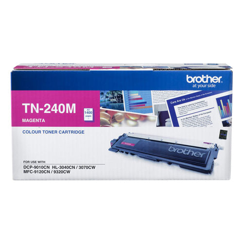TN-240M COLOUR LASER TONER - MAGENTA TONER CARTRIDGE TO SUIT HL-3040CN 3045CN 3070CW 3075CW, DCP-9010CN, MFC-9120CN 9125CN 9320CW 9325CW - 1,400 PAGES