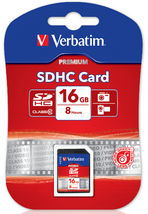 Verbatim SDHC 16GB (Class 10) Up to 45MB Sec 300X read speed