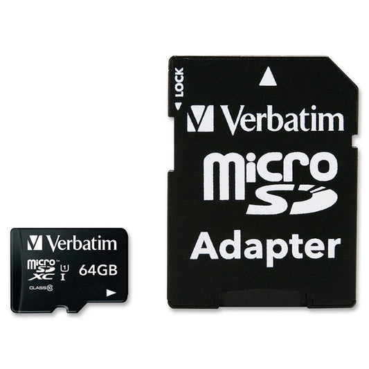 Verbatim 64GB Micro SDXC Card Class 10 UHS-I With Adaptor Up to 45MB Sec 300X read speed
