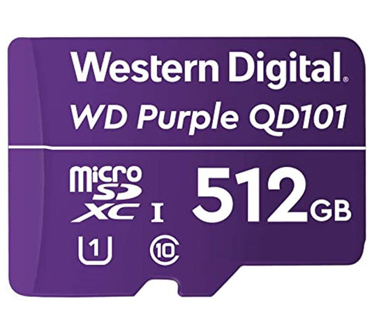 Western Digital WD Purple 512GB MicroSDXC Card 24 7 -25 degreeC to 85 degreeC Weather  Humidity Resistant for Surveillance IP Cameras mDVRs NVR Dash Cams Drones
