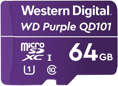 Western Digital WD Purple 64GB MicroSDXC Card 24 7 -25 degreeC to 85 degreeC Weather  Humidity Resistant for Surveillance IP Cameras mDVRs NVR Dash Cams Drones