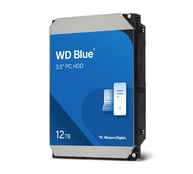 Western Digital WD Blue PC Desktop Hard Drive - 12TB, 3.5 ft, SATA, up to 260MB s, 7200 RPM, CMR, 512MB, 2Y Warranty