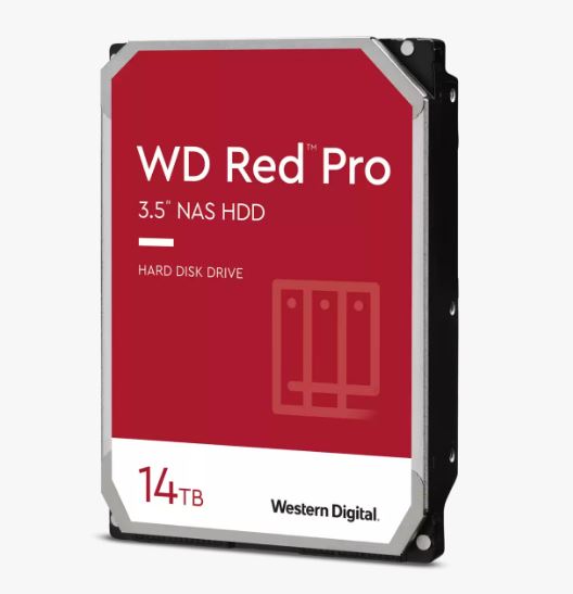 Western Digital WD Red Pro 14TB 3.5 ft NAS HDD SATA3 7200RPM 512MB Cache 24x7 180TBW ~8-bays NASware 3.0 CMR Tech 5yrs wty ~WD142KFGX