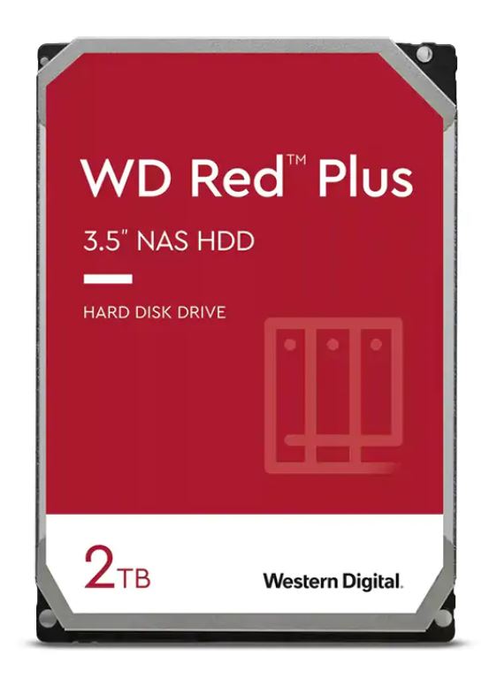 Western Digital 2TB WD Red Plus NAS Hard Drive 3.5-Inch -Transfer Rate up to 215MB s -5640 RPM -Cache Size 512MB -3-Year Limited Warranty WD20EFPX