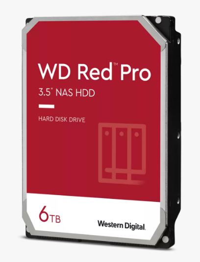 Western Digital WD Red Pro 6TB 3.5 ft NAS HDD SATA3 7200RPM 256MB Cache 24x7 300TBW ~24-bays NASware 3.0 CMR Tech