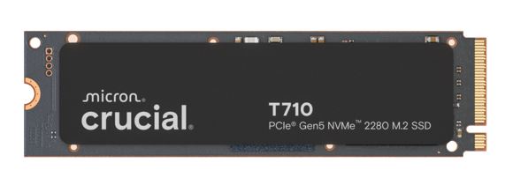 Crucial T710 2TB PCIe Gen5 NVMe 2280 SSD - 14500 13800 MB s R W 1200TBW 1500K IOPs 1.5M hrs MTTF with DirectStorage for Intel  AMD