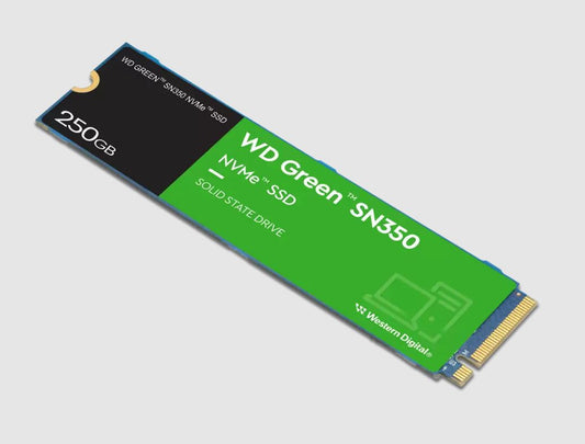 Western Digital WD Green SN350 250GB M.2 NVMe SSD PCIe 3.0x4 2400MB s 1500MB s R W 300K 300K IOPS 40TBW 1M Hrs MTTF 3Y WTY (WDS250G2G0C)