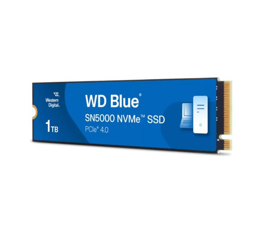 Western Digital WD Blue SN5000 NVMe 1TB SSD M.2 2280, 5,150MB s R 4,900MB s W, 730K IOPS R   770K IOPS W, PCIe Gen4 x4, 5-Y Warranty